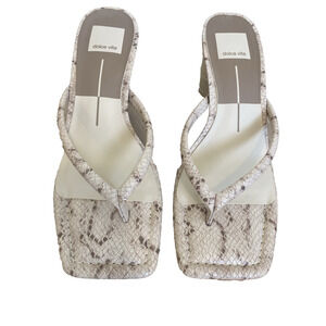 Dolce Vita Rhye Y2K Snakeskin Print Block Heel Thong Square Toe Women's Size 8